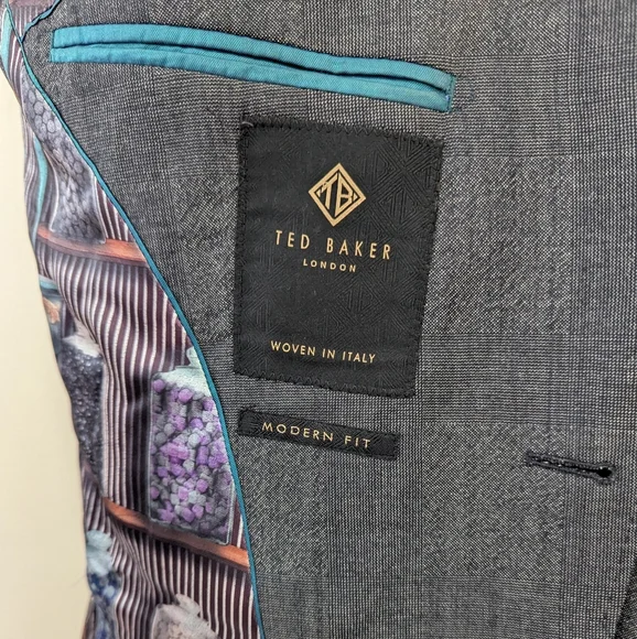 Ted Baker London Men's Modern Fit Blazer Grey Check Wool‎ Apothecary - Picture 16 of 16